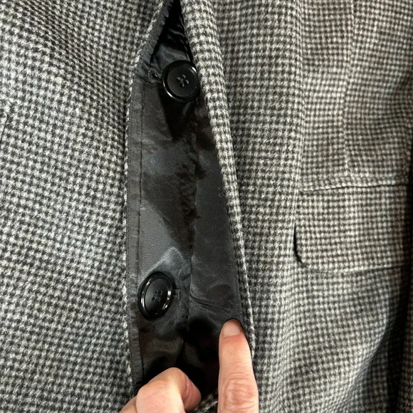 Tommy Hilfiger Mens Gray Houndstooth Overcoat Wool Blend Jacket Coat 40S